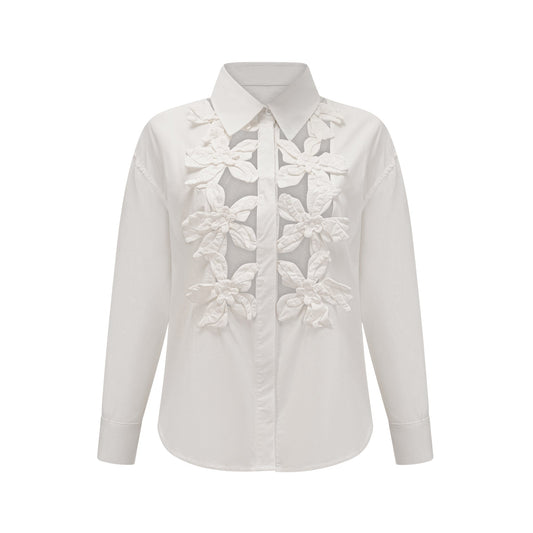 Rosalie white floral cut-out shirt