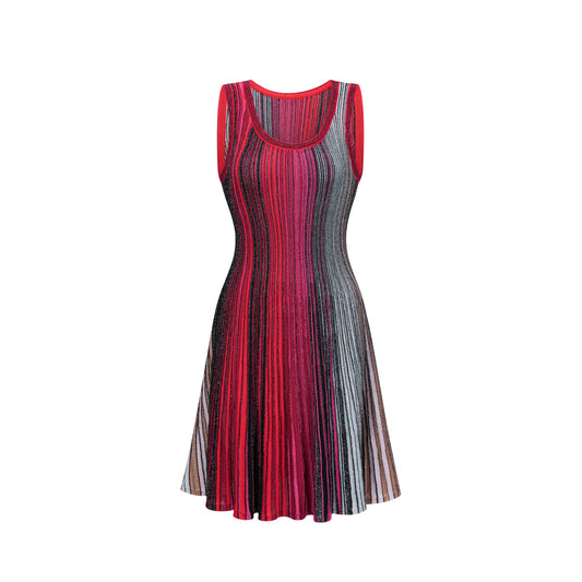 Amaryllis Red Sequin Striped Knit Mini Dress (US Only)