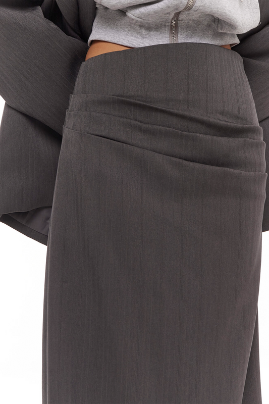 Eléonore Grey Ruched Maxi Skirt