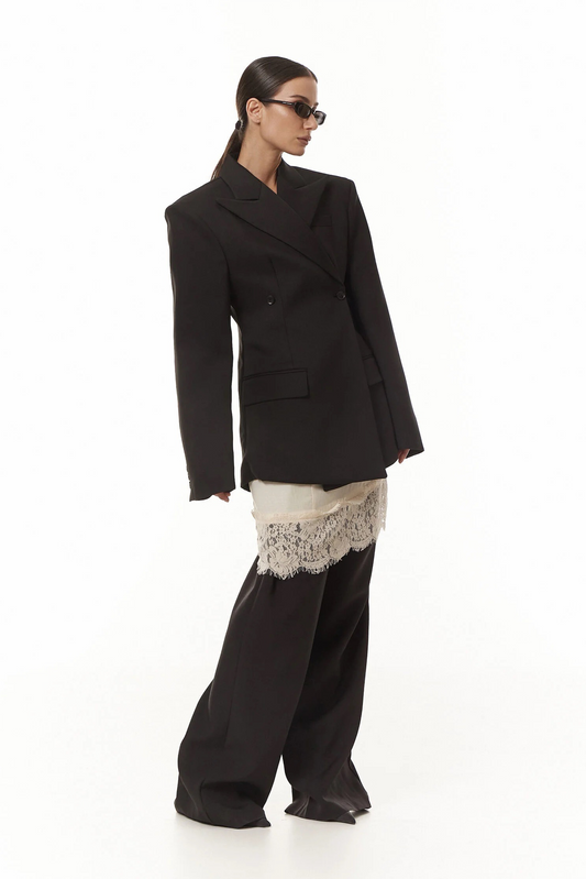 Dianthe Black Double-Breasted Oversize Blazer