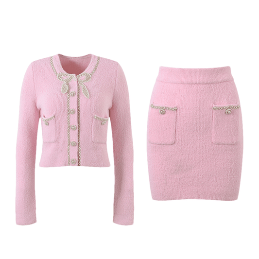Adèle pink jacket & skirt matching set