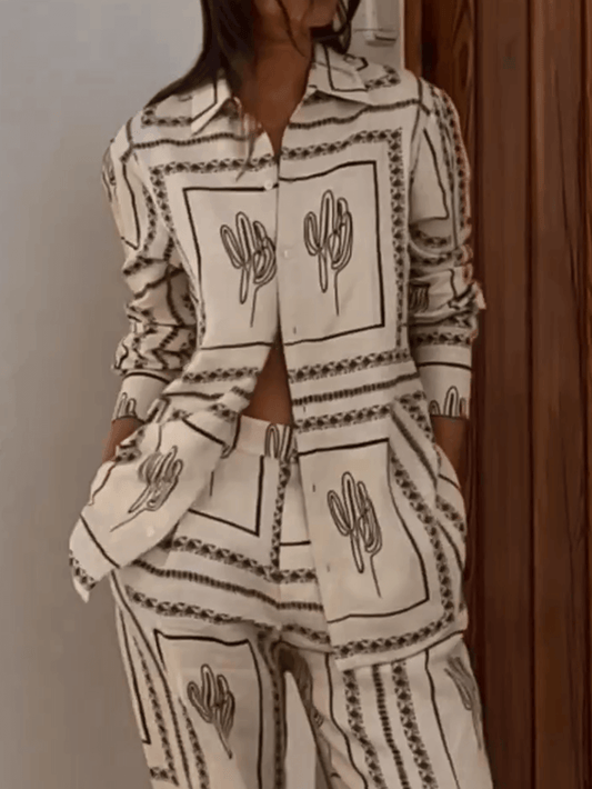 Abstract Geometric Line Two-Piece Set