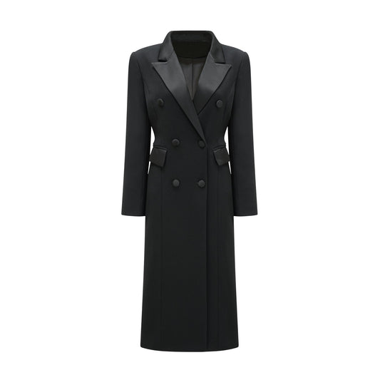 Eithne black double-breasted long coat