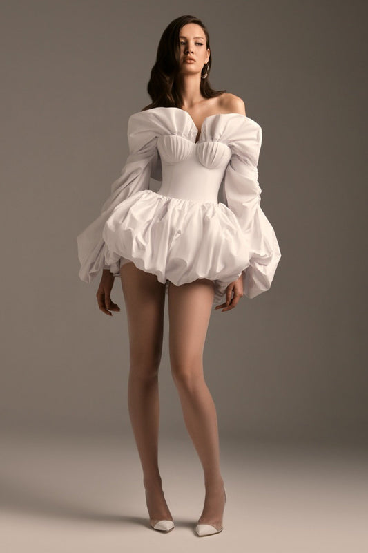 Alicia White Ruched Blouse & Skirt Set