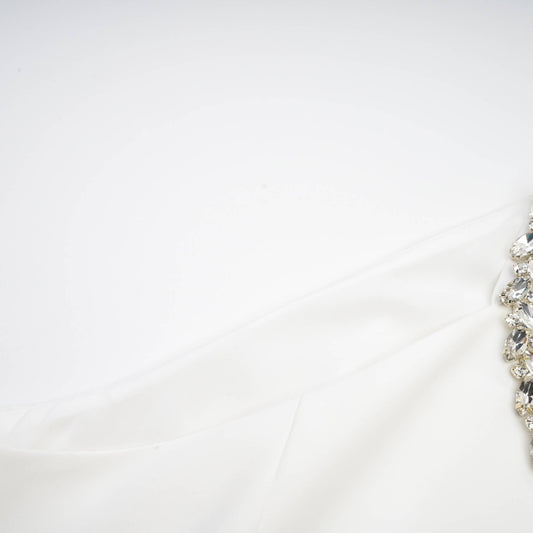 Inès white crystal-embellished midi dress