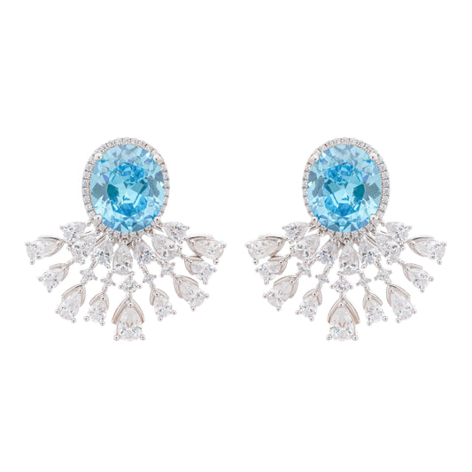 Noémie Blue Crystal Embellished Sterling Silver Earrings