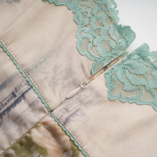 Sanne floral-print lace-trim midi dress