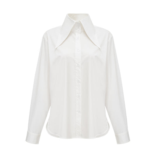 Solène white pointed-collar shirt